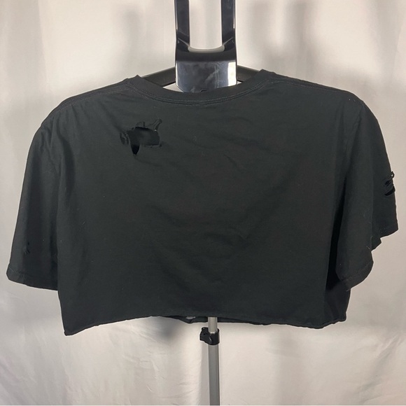 AC/DC Back in Black Graphic Crop Top custom distressed, womens size XL - Picture 5 of 5